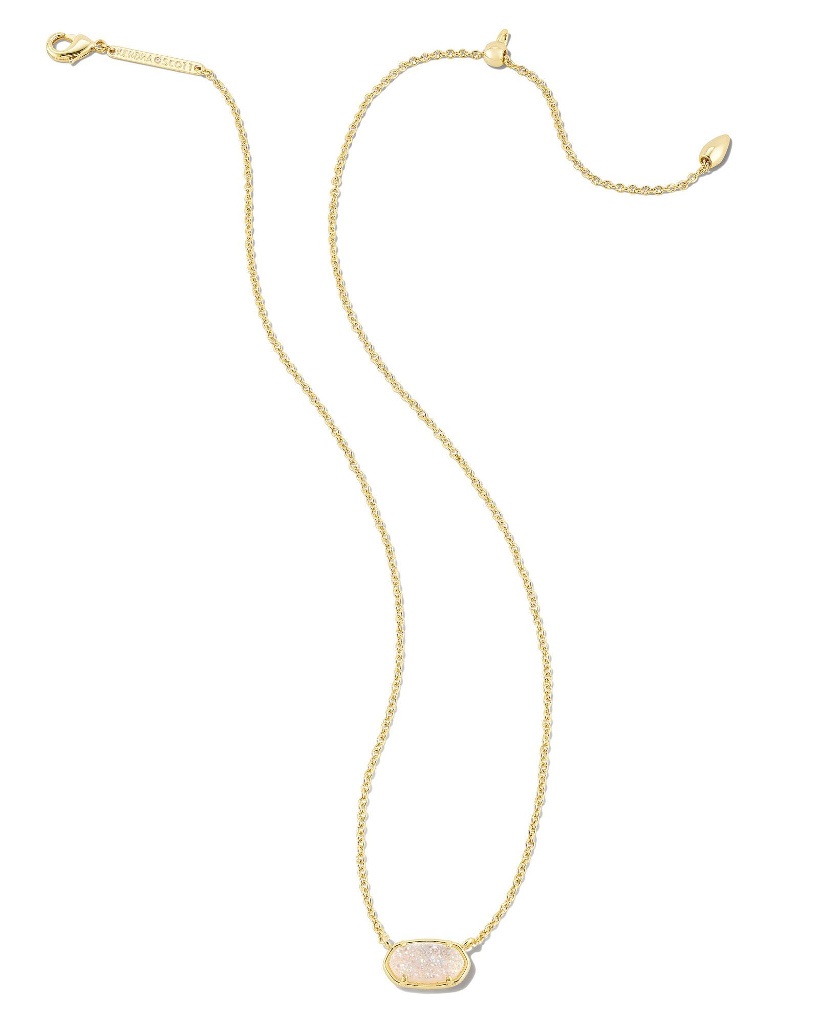 BOUTIQUE KENDRA SCOTT GRAYSON GOLD SHORT PENDANT NECKLACE IRIDESCENT DRUSY 2