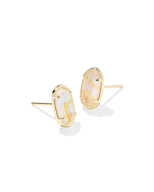 BOUTIQUE KENDRA SCOTT GRAYSON GOLD STUD EARRINGS FRONT GOLD IRIDESCENT ABALONE