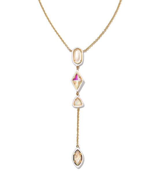 BOUTIQUE KENDRA SCOTT GRETA GOLD Y NECKLACE IN WHITE MIX