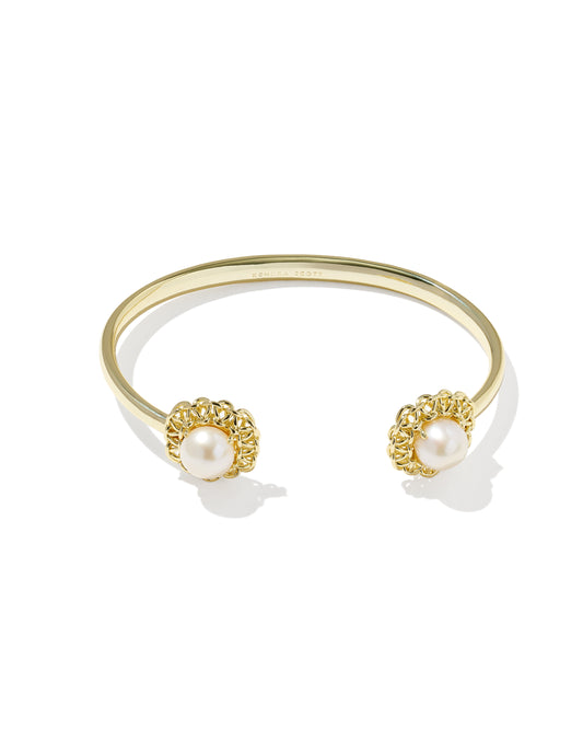 KENDRA SCOTT Gabriella Pearl Cuff Bracelet Gold Freshwater Pearl on white background