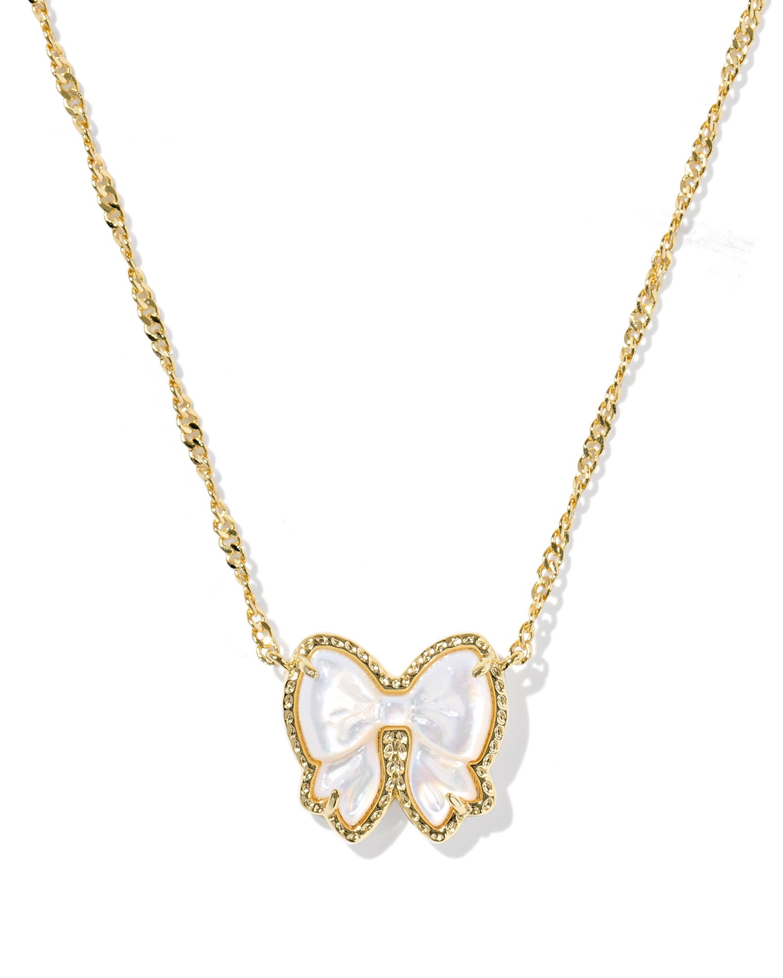 BOUTIQUE KENDRA SCOTT HALEY BOW SHORT PENDANT NECKLACE GOLD IVORY MOTHER OF PEARL