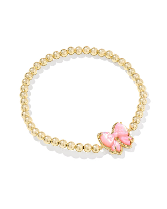 BOUTIQUE KENDRA SCOTT HALEY BOW STRETCH BRACELET GOLD BLUSH MOTHER OF PEARL