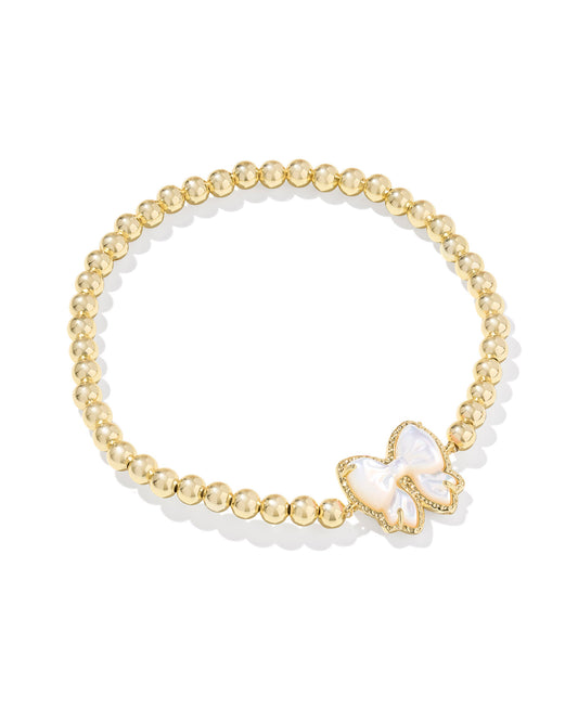 BOUTIQUE KENDRA SCOTT HALEY BOW STRETCH BRACELET GOLD IVORY MOTHER OF PEARL