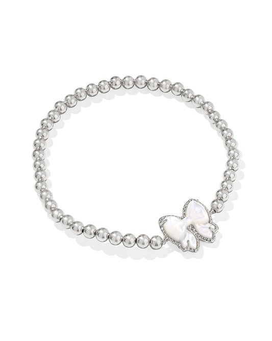 BOUTIQUE KENDRA SCOTT HALEY BOW STRETCH BRACELET SILVER IVORY MOTHER OF PEARL