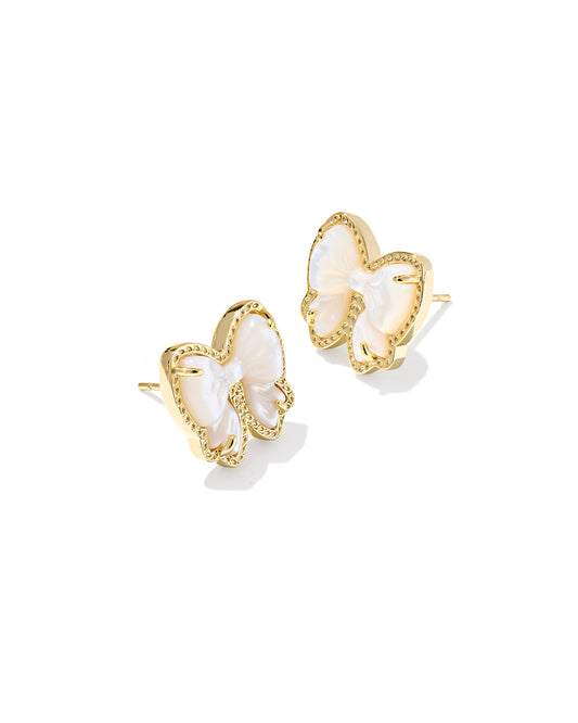 BOUTIQUE KENDRA SCOTT HALEY BOW STUD EARRINGS GOLD IVORY MOTHER OF PEARL