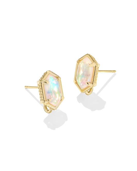 BOUTIQUE KENDRA SCOTT HALLIE GOLD CONVERTIBLE DROP EARRINGS WHITE OPAL