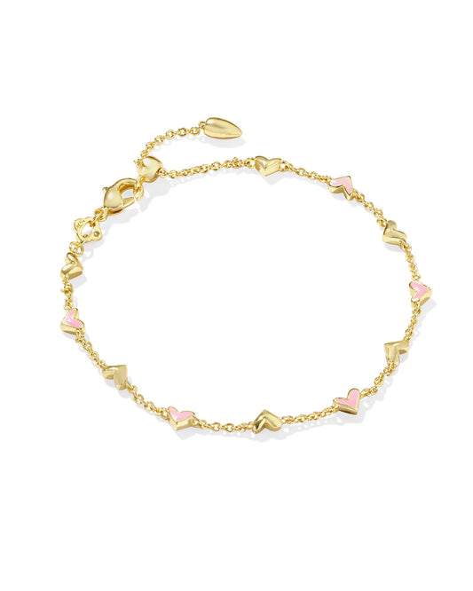 BOUTIQUE KENDRA SCOTT HAVEN DELICATE CHAIN BRACELET GOLD PINK ENAMEL