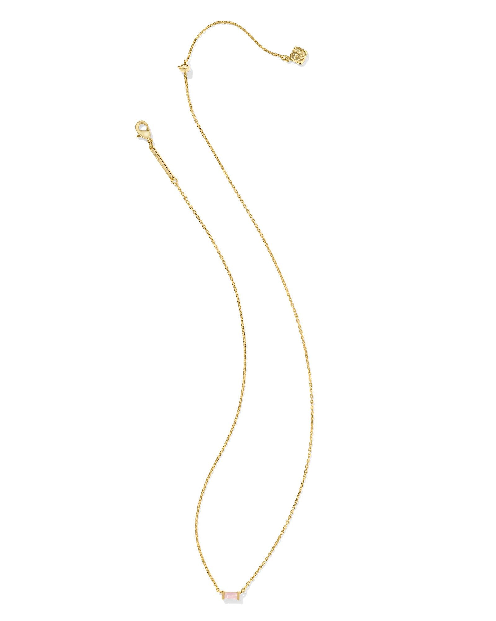 BOUTIQUE KENDRA SCOTT JULIETTE GOLD PENDANT NECKLACE IN ROSE QUARTZ 2