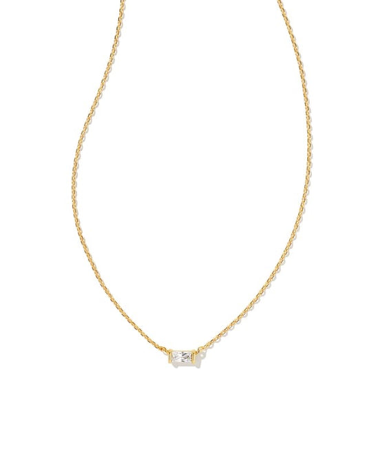 BOUTIQUE KENDRA SCOTT JULLIETTE GOLD PENDANT NECKLACE IN WHITE CRYSTAL 