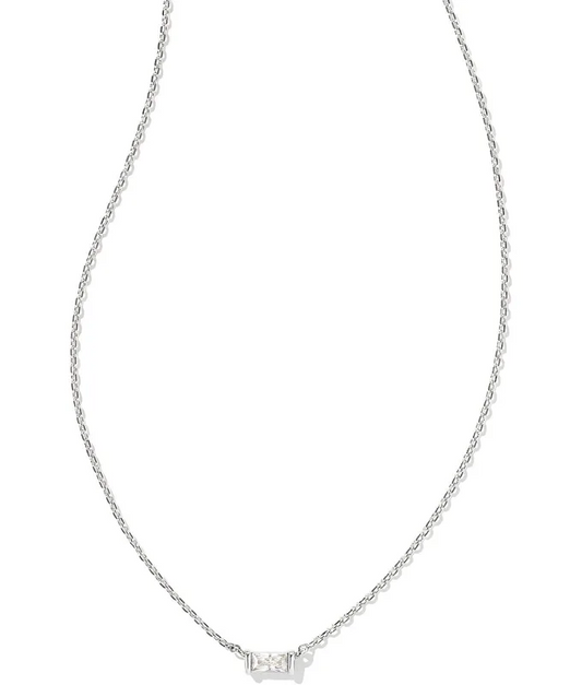 BOUTIQUE KENDRA SCOTT JULLIETTE SILVER PENDANT NECKLACE IN WHITE CRYSTAL 