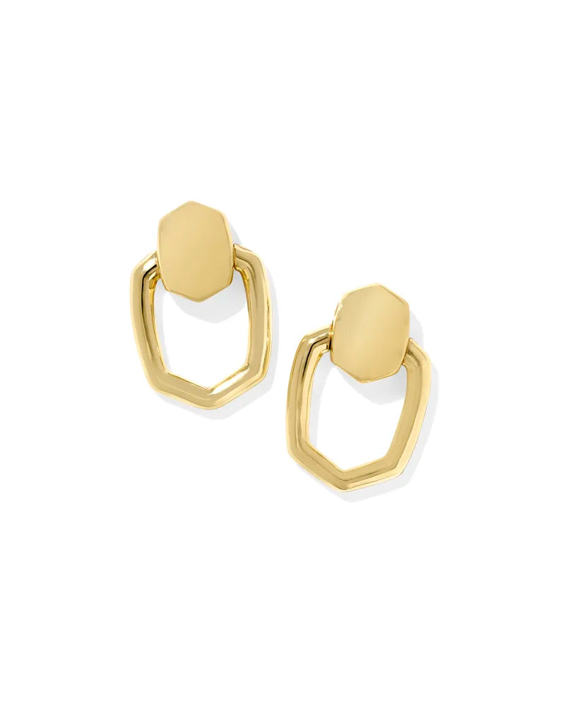 BOUTIQUE KENDRA SCOTT KAIA GOLD OPEN FRAME EARRINGS FRONT