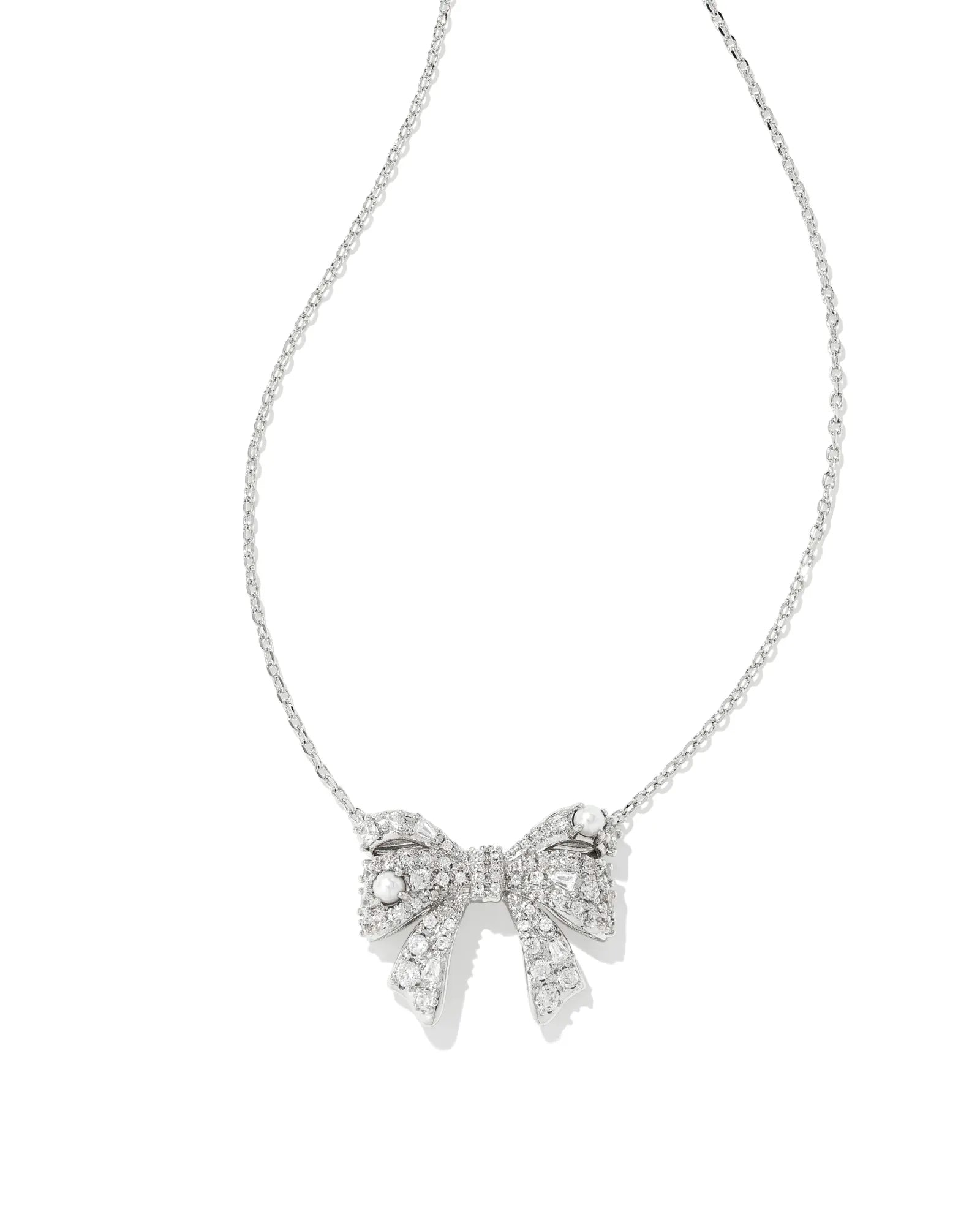 BOUTIQUE KENDRA SCOTT KRISTA SILVER SHORT PENDANT NECKLACE WHITE MIX