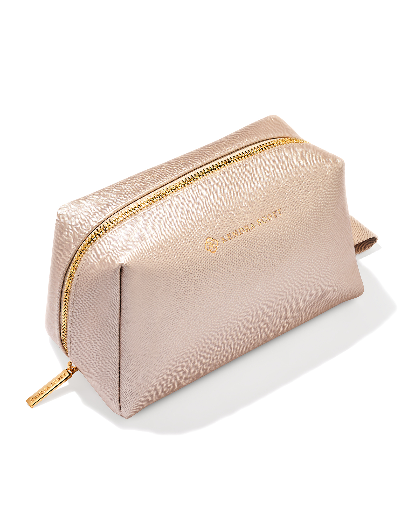 BOUTIQUE KENDRA SCOTT LARGE COSMETIC ZIP CASE CHAMPANGE FRONT