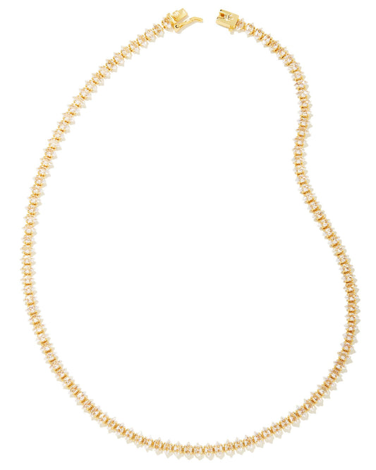 BOUTIQUE KENDRA SCOTT LARSAN TENNIS NECKLACE GOLD WHITE CZ