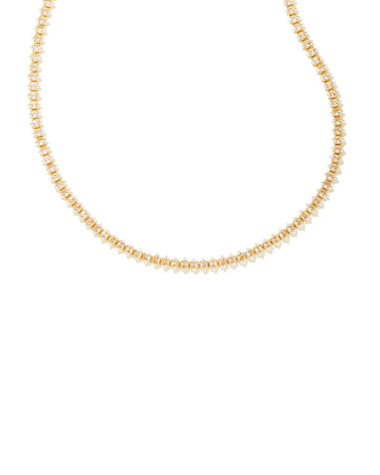 BOUTIQUE KENDRA SCOTT LARSAN TENNIS NECKLACE GOLD WHITE CZ 2