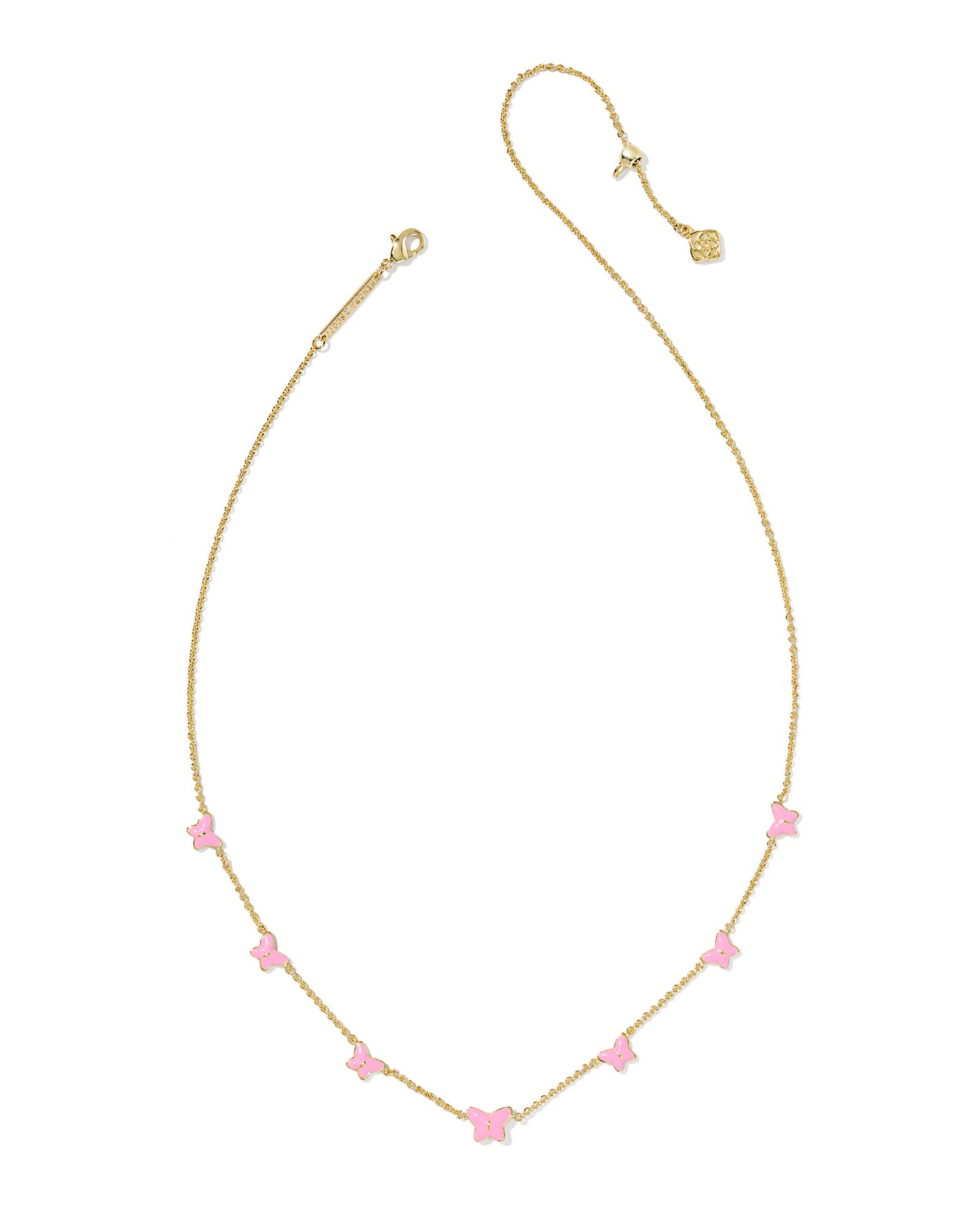 BOUTIQUE KENDRA SCOTT LILLIA BUTTERFLY ENAMEL STRAND NECKLACE GOLD PINK ENAMEL 2