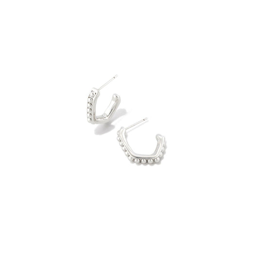 BOUTIQUE KENDRA SCOTT LONNIE SILVER BEADED HUGGIE EARRINGS
