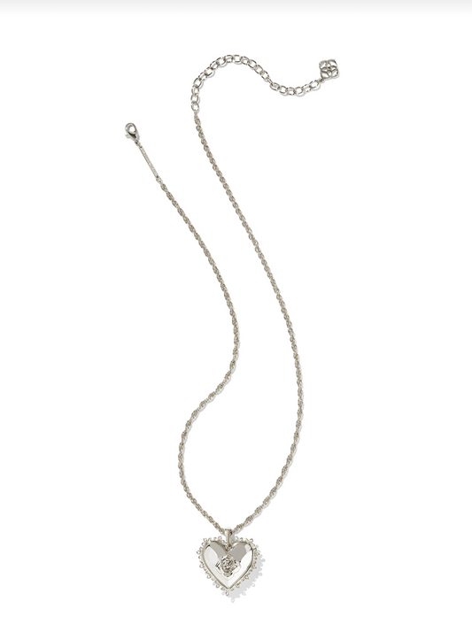 BOUTIQUE KENDRA SCOTT MALLORY ROSE LOCKET NECKLACE SILVER 