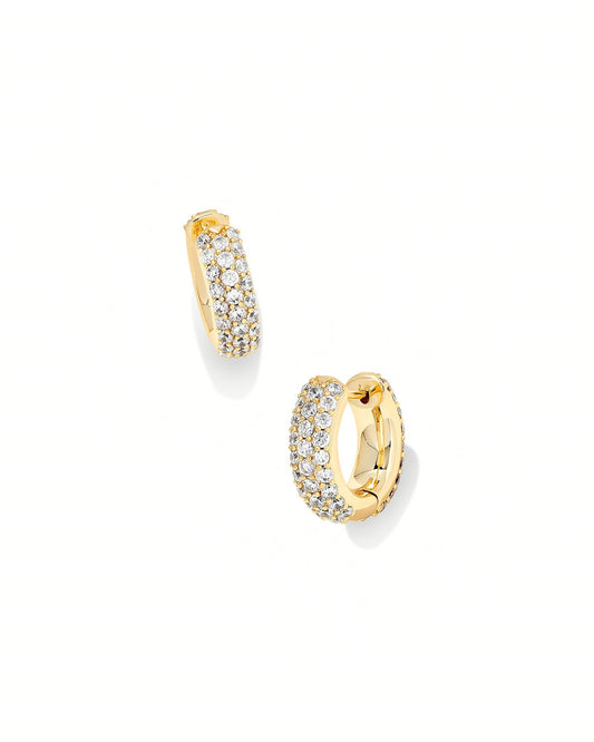 BOUTIQUE KENDRA SCOTT MIKKI GOLD PAVE HUGGIE EARRINGS