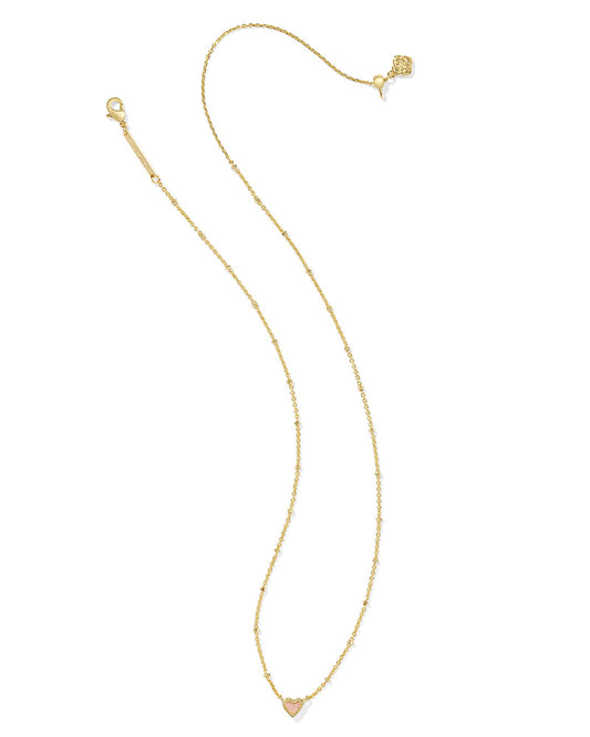 BOUTIQUE KENDRA SCOTT MINI ARI HEART GOLD SATELLITE SHORT PENDANT NECKLACE ROSE QUARTZ 2