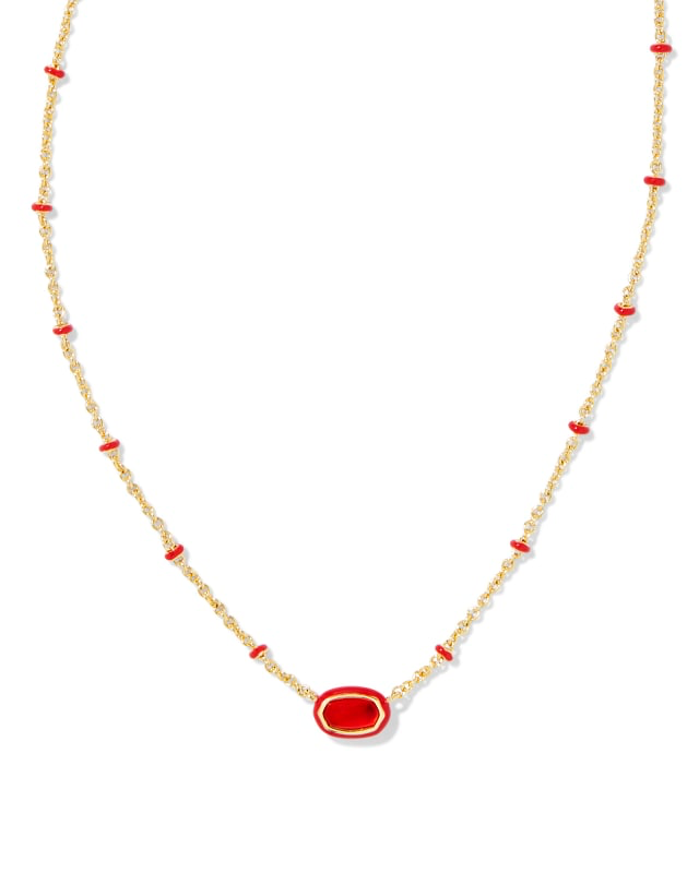 BOUTIQUE KENDRA SCOTT MINI ELISA GOLD ENAMEL FRAME SHORT PENDANT NECKLACE RED ILLUSION 2