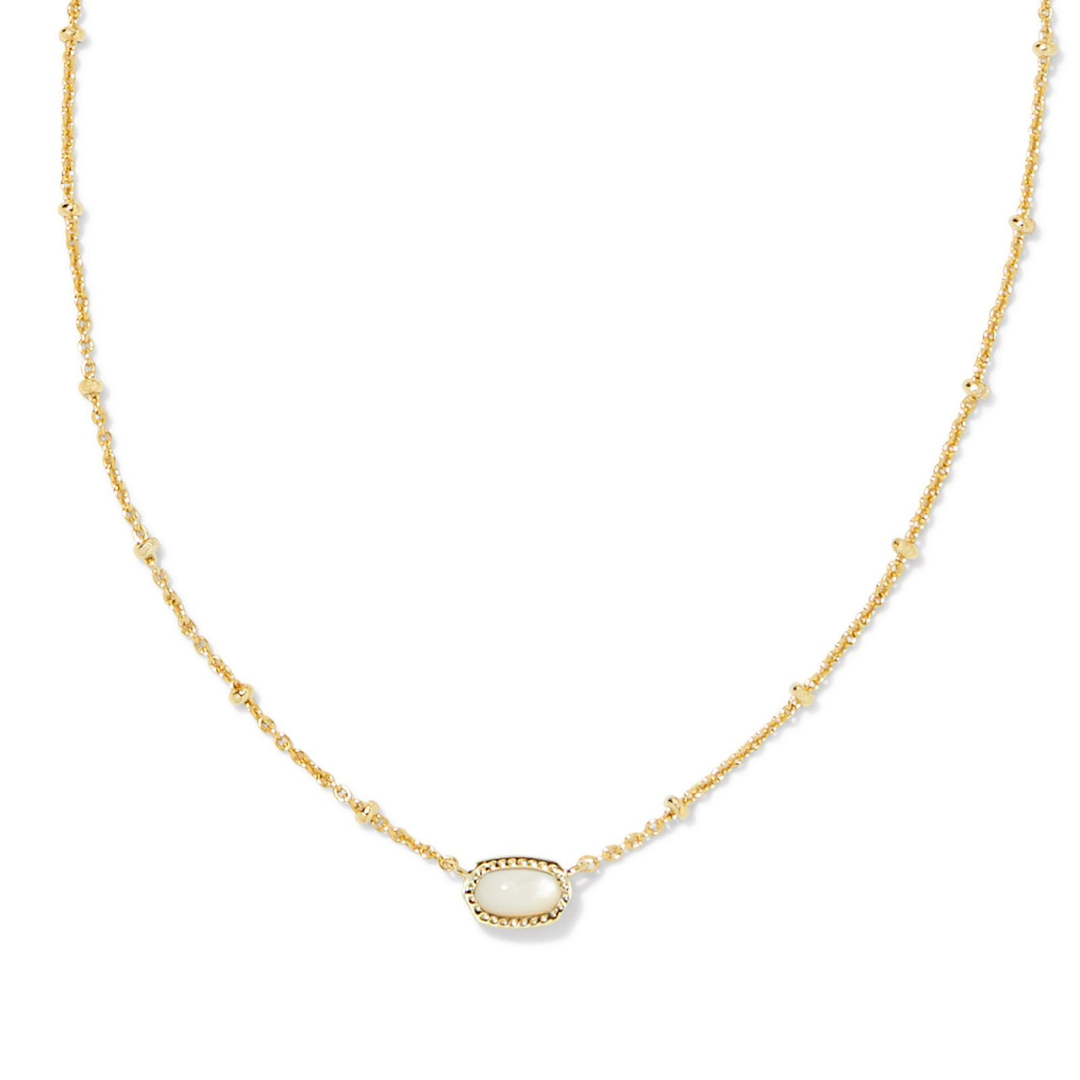 BOUTIQUE KENDRA SCOTT MINI ELISA GOLD SATELLITE SHORT PENDANT NECKLACE IVORY MOTHER OF PEARL