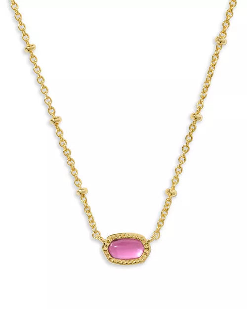 BOUTIQUE KENDRA SCOTT MINI ELISA GOLD SATELLITE SHORT PENDANT NECKLACE PINK AZALEA ILLUSION