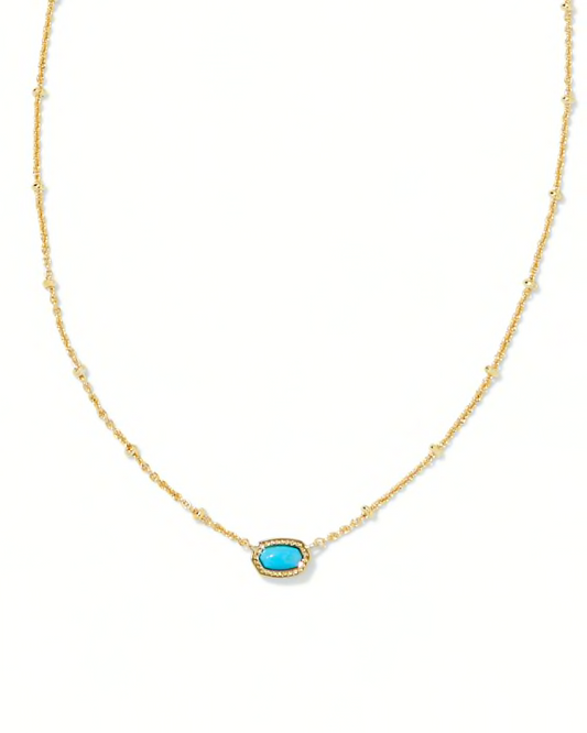 BOUTIQUE KENDRA SCOTT MINI ELISA GOLD SATELLITE SHORT PENDANT NECKLACE TURQUOISE MAGNESITE