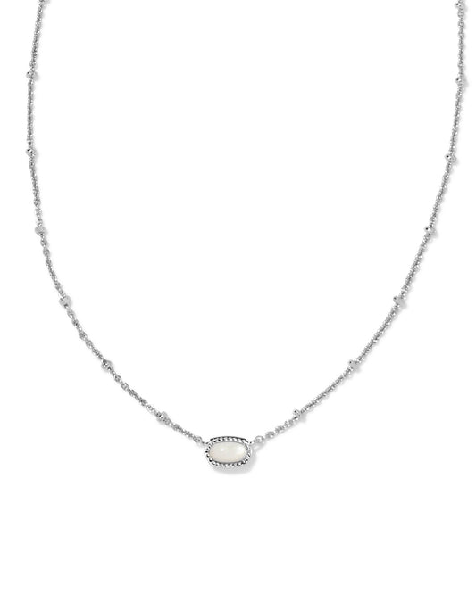BOUTIQUE KENDRA SCOTT MINI ELISA SILVER SATELLITE SHORT PENDANT NECKLACE IVORY MOTHER OF PEARL 