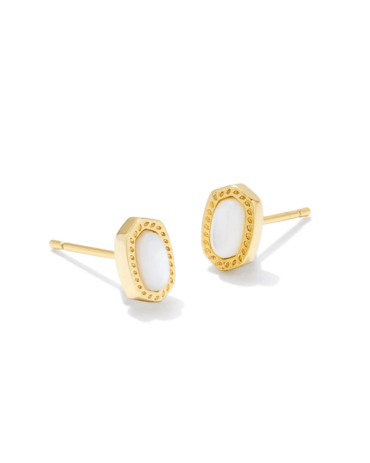 BOUTIQUE KENDRA SCOTT MINI ELLE GOLD STUDS IVORY MOTHER OF PEARL