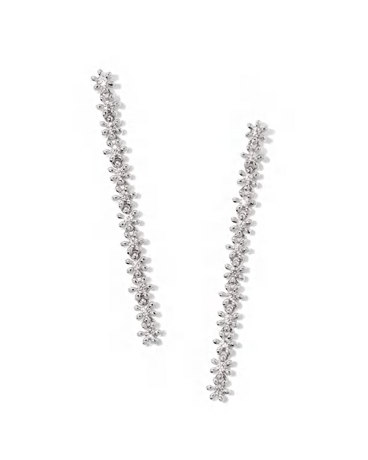 BOUTIQUE KENDRA SCOTT NYDIA LINEAR SILVER EARRINGS IN WHITE CRYSTAL