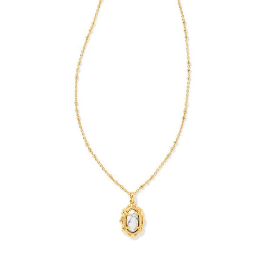 BOUTIQUE KENDRA SCOTT PIPER GOLD PENDANT NECKLACE IN WHITE HOWLITE