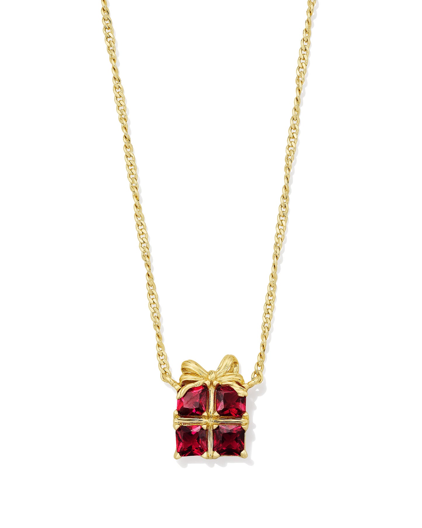 BOUTIQUE KENDRA SCOTT PRESENT GOLD SHORT PENDANT NECKLACE IN RED CRYSTAL
