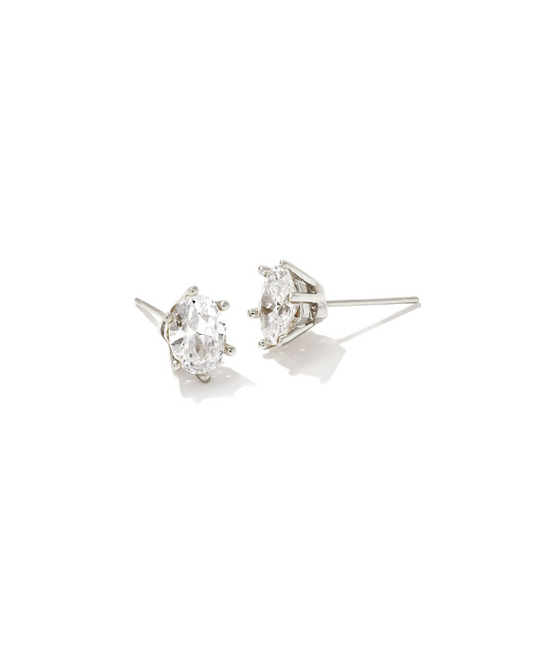 BOUTIQUE KENDRA SCOTT SILVER CAILIN CRYSTAL STUD EARRINGS IN WHITE CRYSTAL