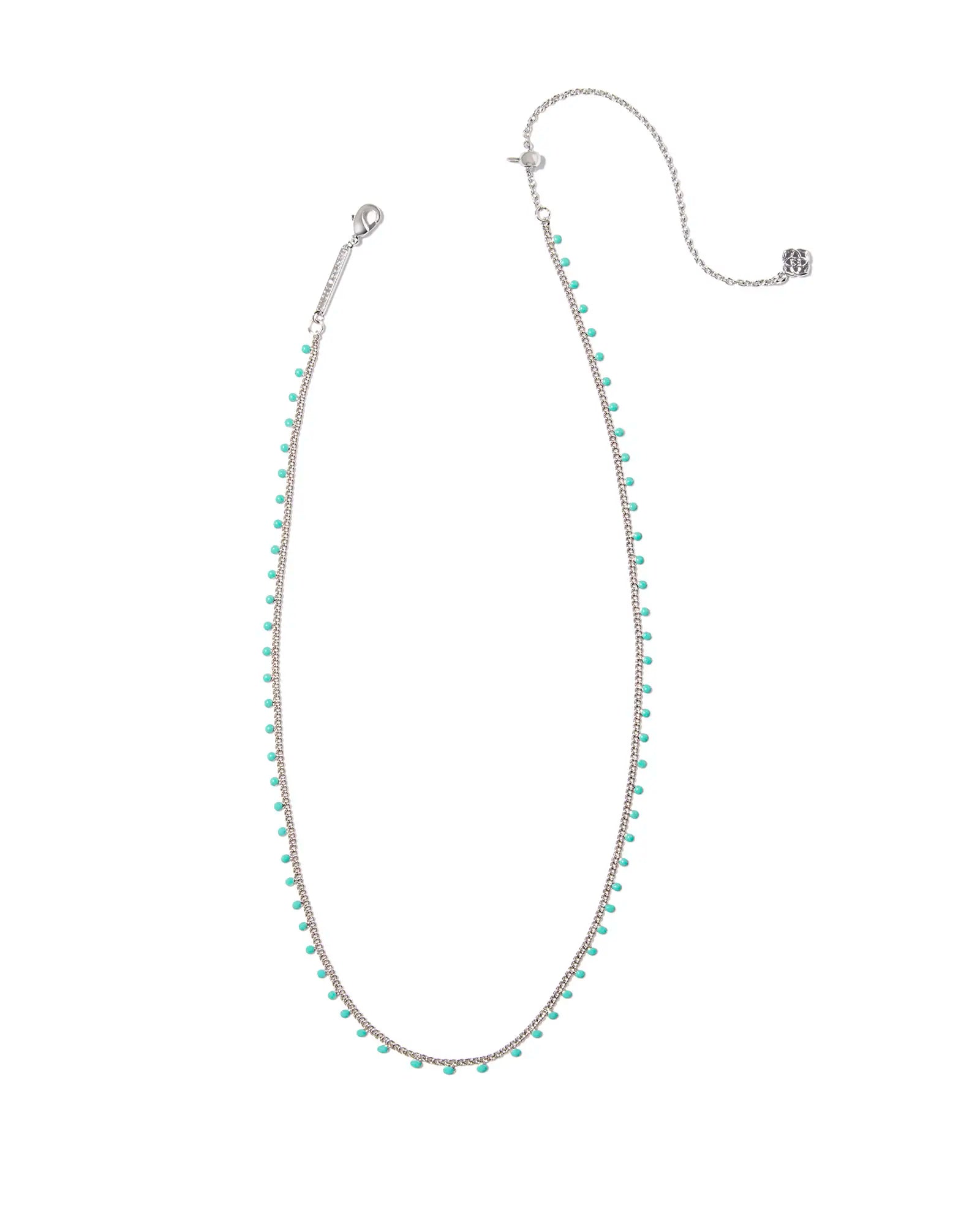 BOUTIQUE KENDRA SCOTT SILVER KELSEY STRAND NECKLACE TURQUOISE ENAMEL 2