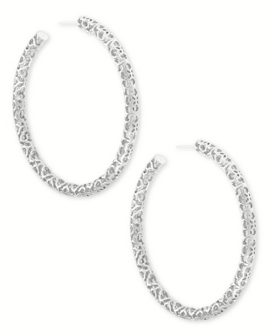 BOUTIQUE KENDRA SCOTT SILVER MAGGIE HOOP EARRINGS 2.5 INCH