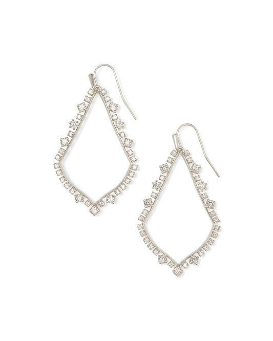 BOUTIQUE KENDRA SCOTT SILVER SOPHEE CRYSTAL DROP EARRINGS WHITE CRYSTAL