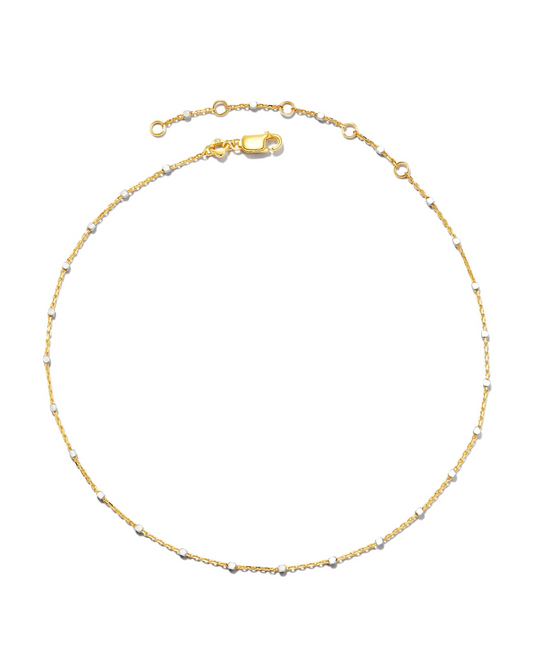 BOUTIQUE KENDRA SCOTT SINGLE SATELLITE CHAIN ANKLET IN STERLING SILVER & 18K YELLOW GOLD