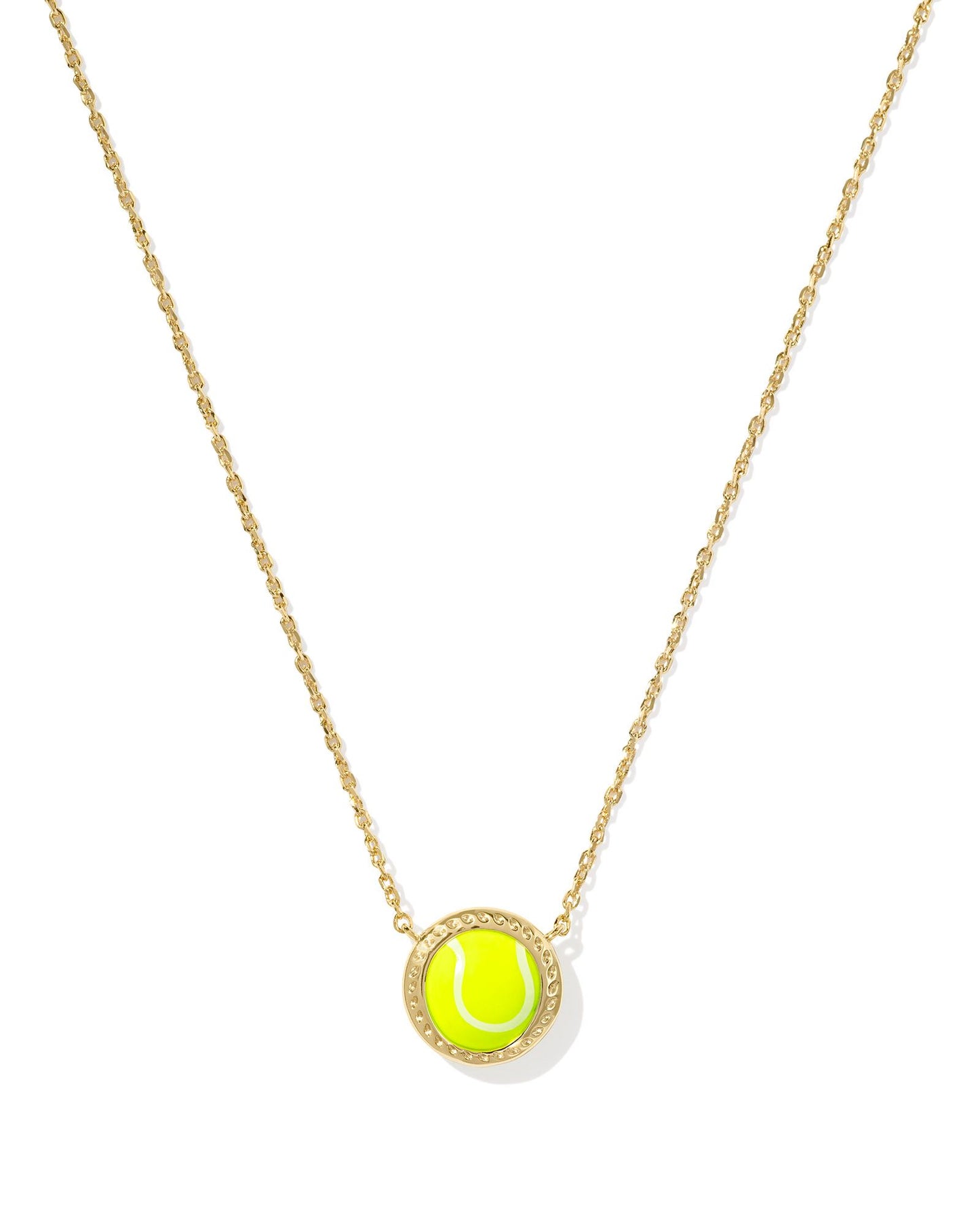 BOUTIQUE KENDRA SCOTT TENNIS SHORT PENDANT NECKLACE GOLD CHARTREUSE MAGNESITE