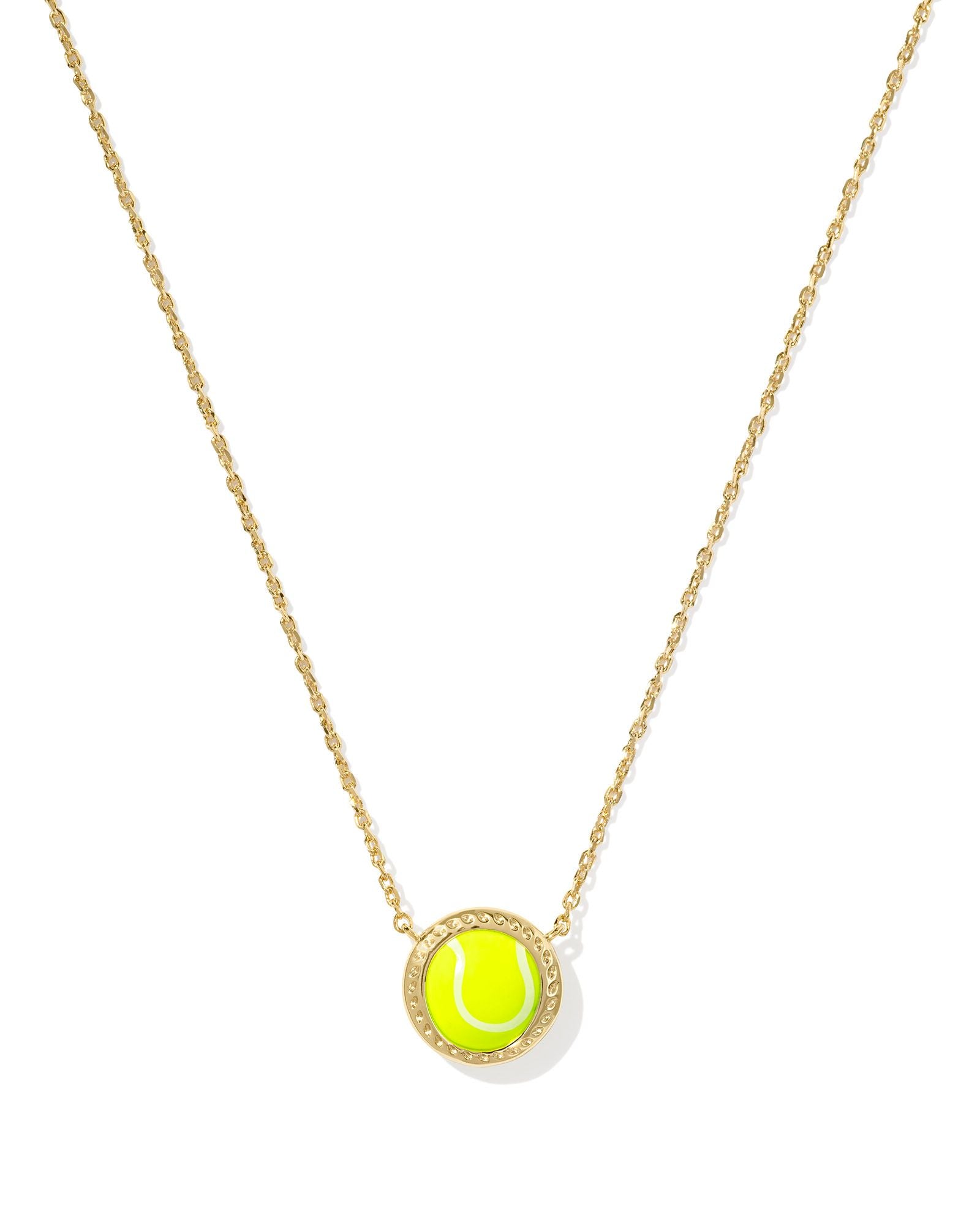 BOUTIQUE KENDRA SCOTT TENNIS SHORT PENDANT NECKLACE GOLD CHARTREUSE MAGNESITE