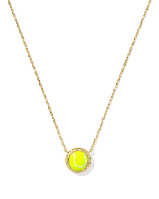 BOUTIQUE KENDRA SCOTT TENNIS SHORT PENDANT NECKLACE GOLD CHARTREUSE MAGNESITE