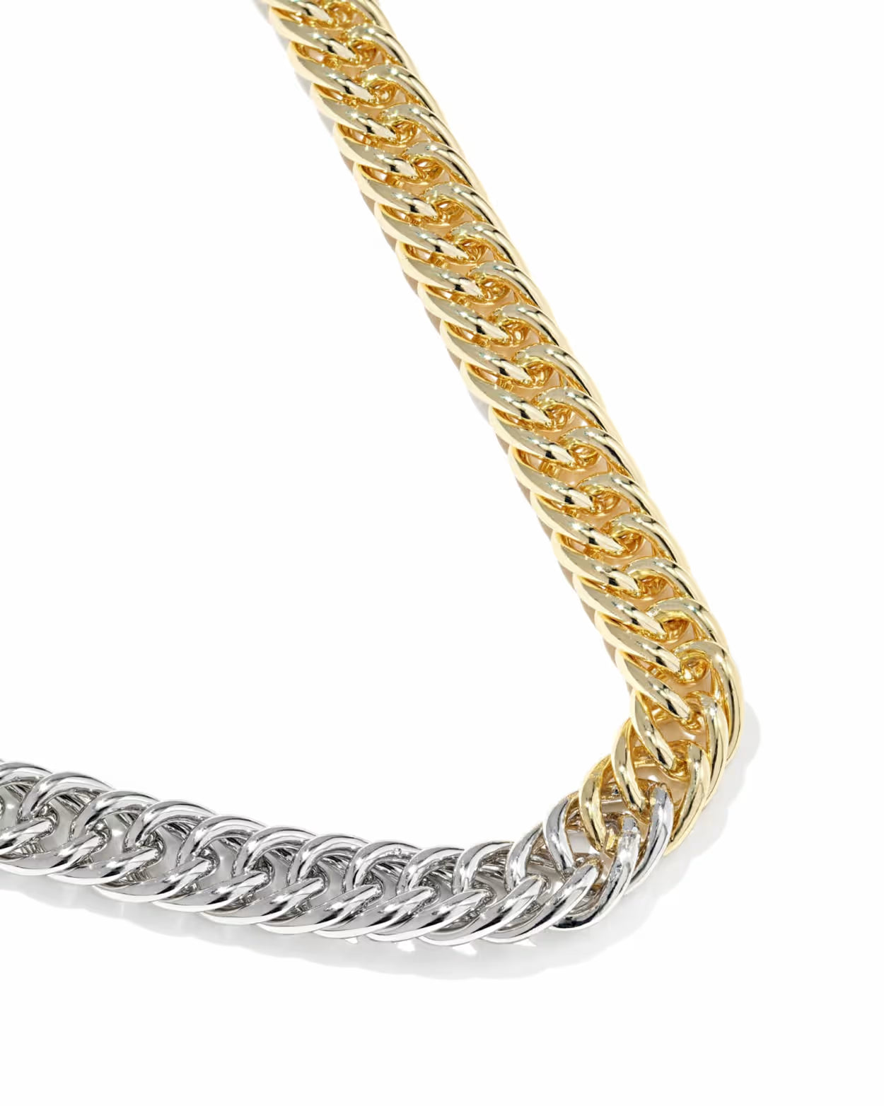 Gold and silver chain on a white background
