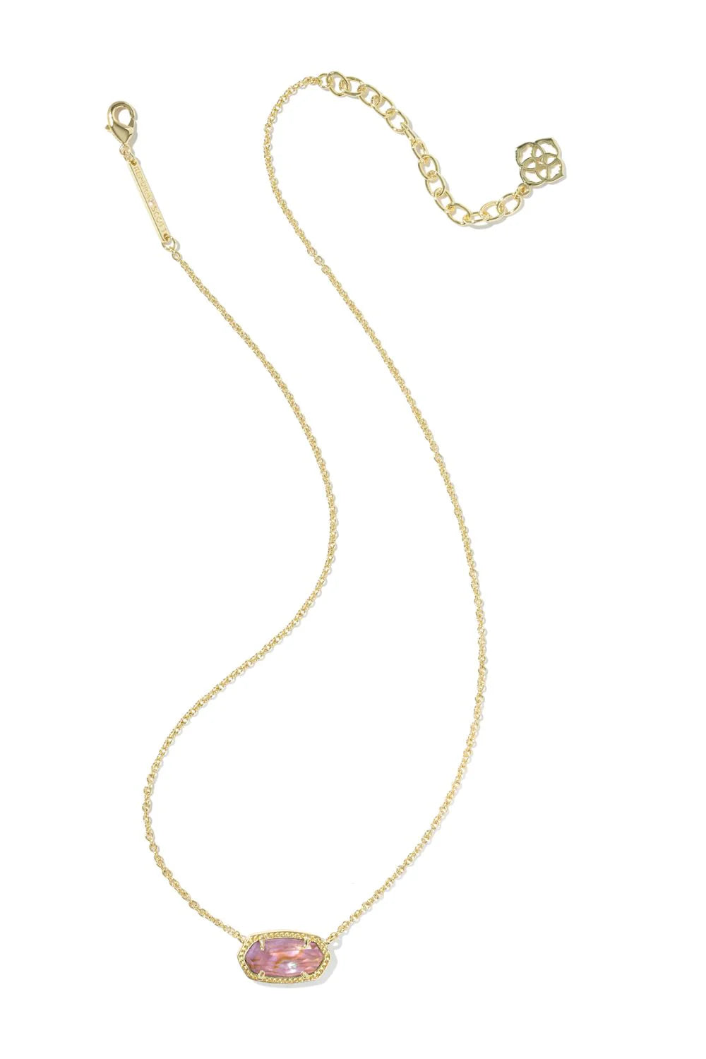 BRITIQUE BOUTIQUE KENDRA SCOTT ELISA PENDANT NECKLACE IN GOLD LIGHT MAUVE PINK