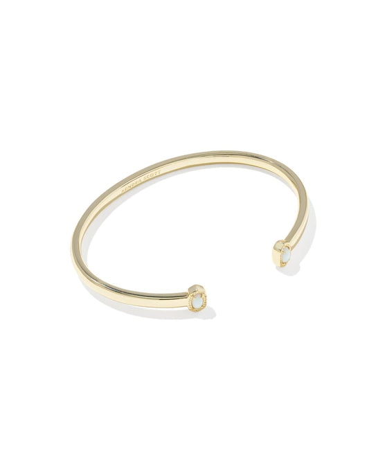 gold cuff bracelet with white stones