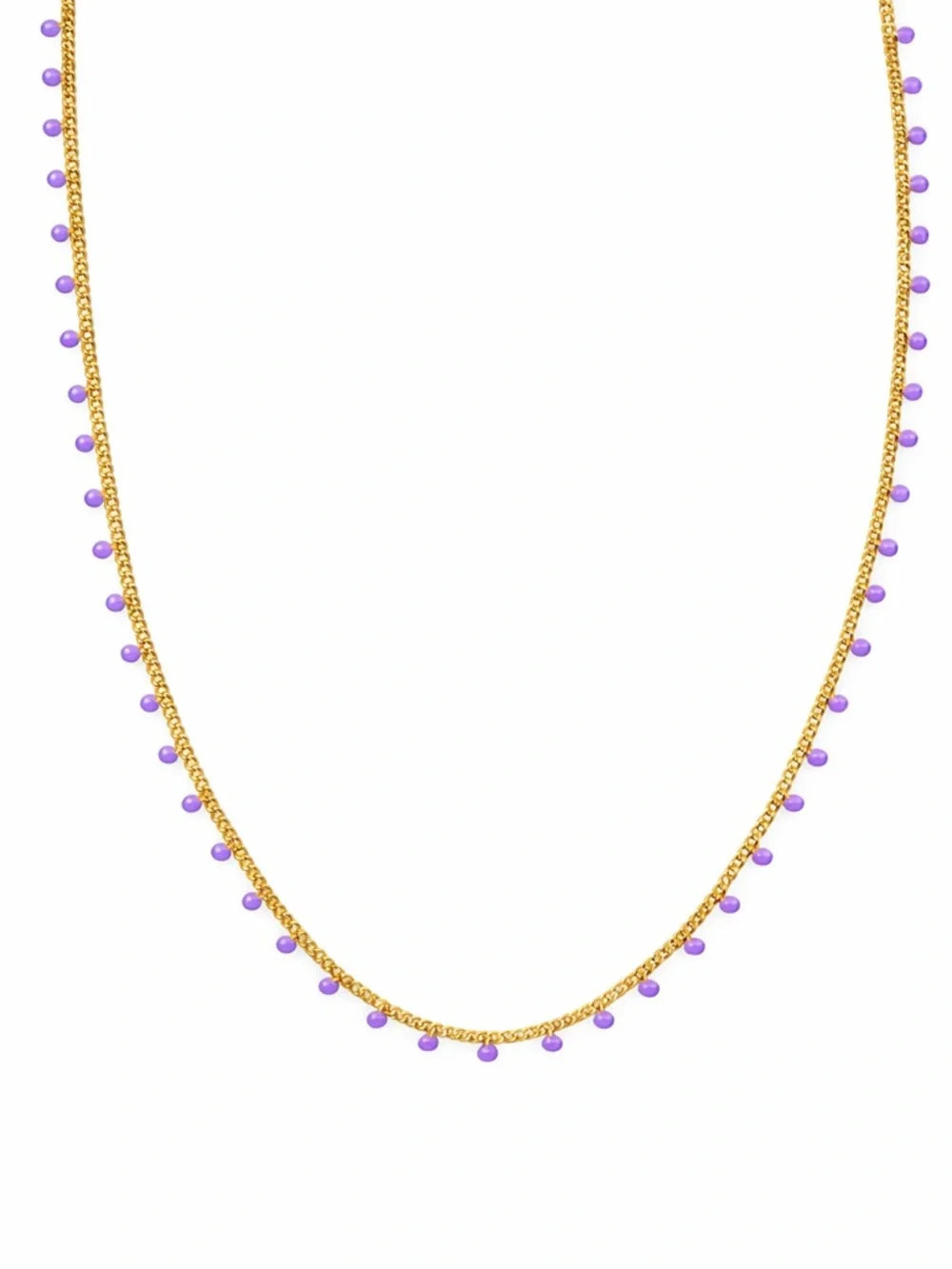Kendra Scott Purple Enamel Kelsey Strand Necklace in Gold on white background