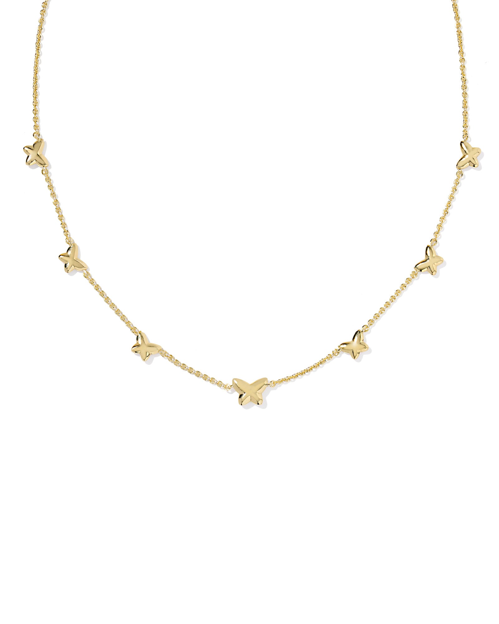 BOUTIQUE LILLIA BUTTERFLY ENAMEL STRAND NECKLACE GOLD PINK ENAMEL BACK