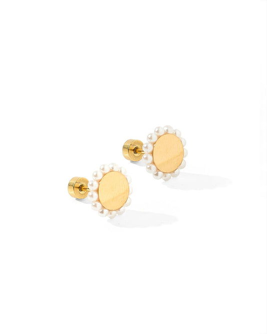BOUTIQUE LINNY CO ALICE PEARL SCREWBACK STUD EARRINGS