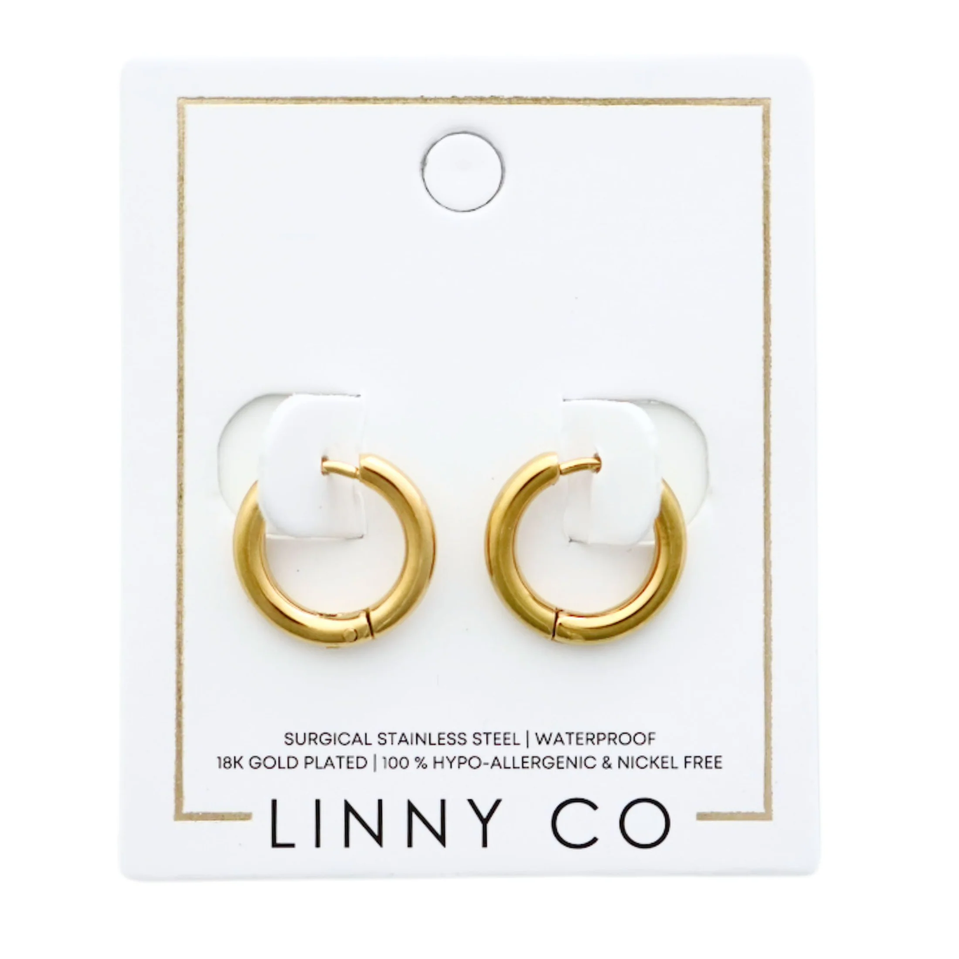 BOUTIQUE LINNY CO GOLD HUGGIE HOOOPS 10MM SCARLETT FRONT 4