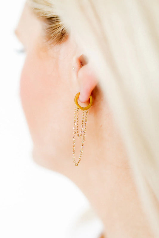BOUTIQUE LINNY CO GWEN GOLD HUGGIE EARRINGS 2 