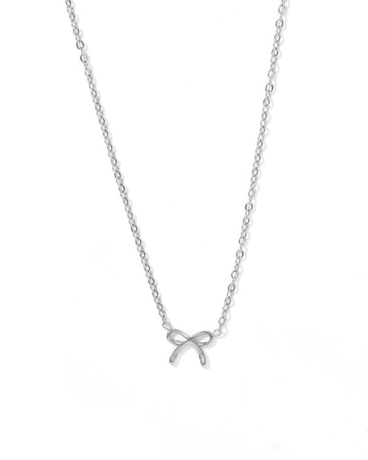 BOUTIQUE LINNY CO SADIE BOW SILVER BOW NECKLACE